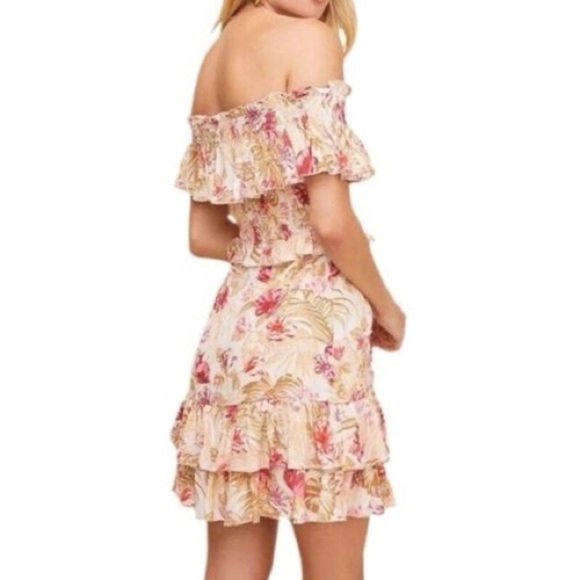 ASTR riviera mini dress tropical floral beach boho revolve small off the should - Picture 2 of 5